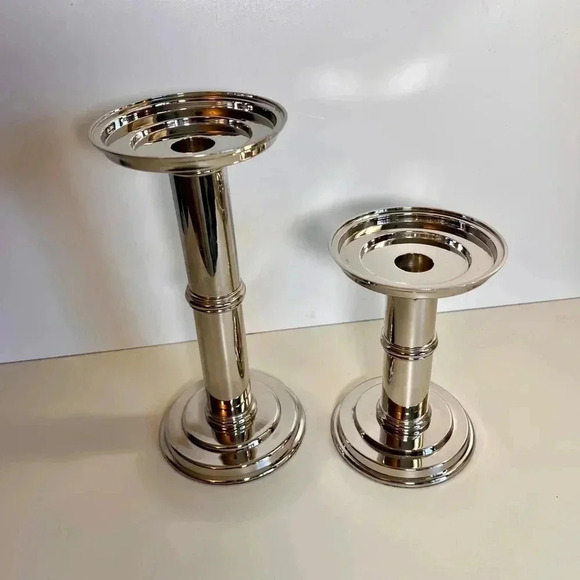 Vintage Silver plated Candle Holders Set of 2 tall and short - Picture 3 of 10